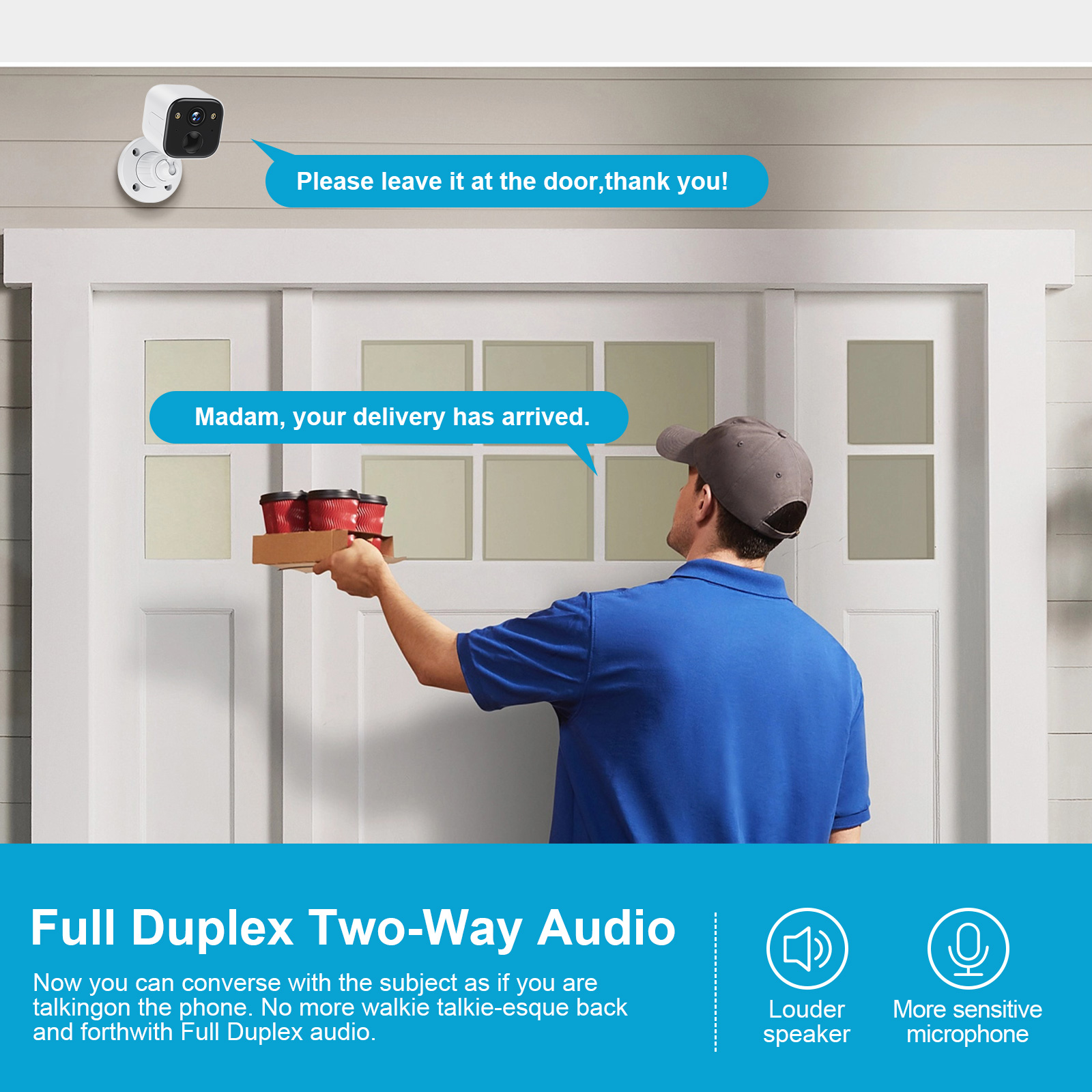 Security Cameras Wireless Outdoor, Battery Powered WiFi Camera for Home Security, 2K Color Night Vision, AI Motion Detection, IP65 Waterproof, 2-Way Audio, Spotlight & Siren, Cloud/SD Storage - 图片 5