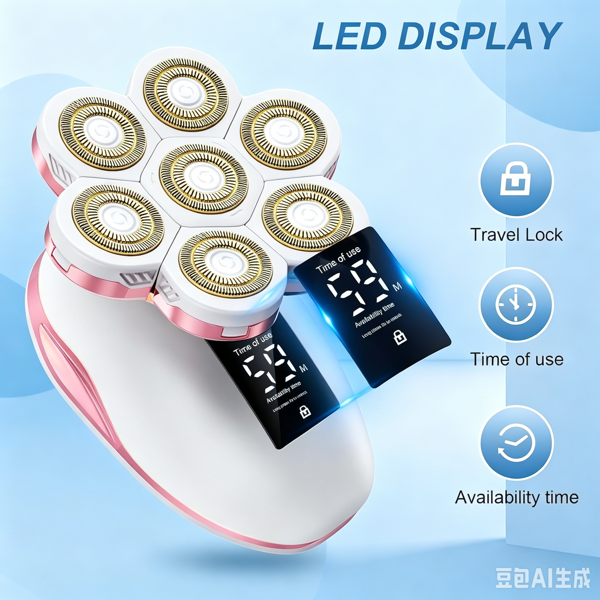 BZYKOE Electric Razors for Women, 7D Heads Full Body Shaver, Waterproof Wet Dry Hair Remover with LED Display, Rechargeable Bikini Trimmer for Underarms, Face, Legs, - 图片 3