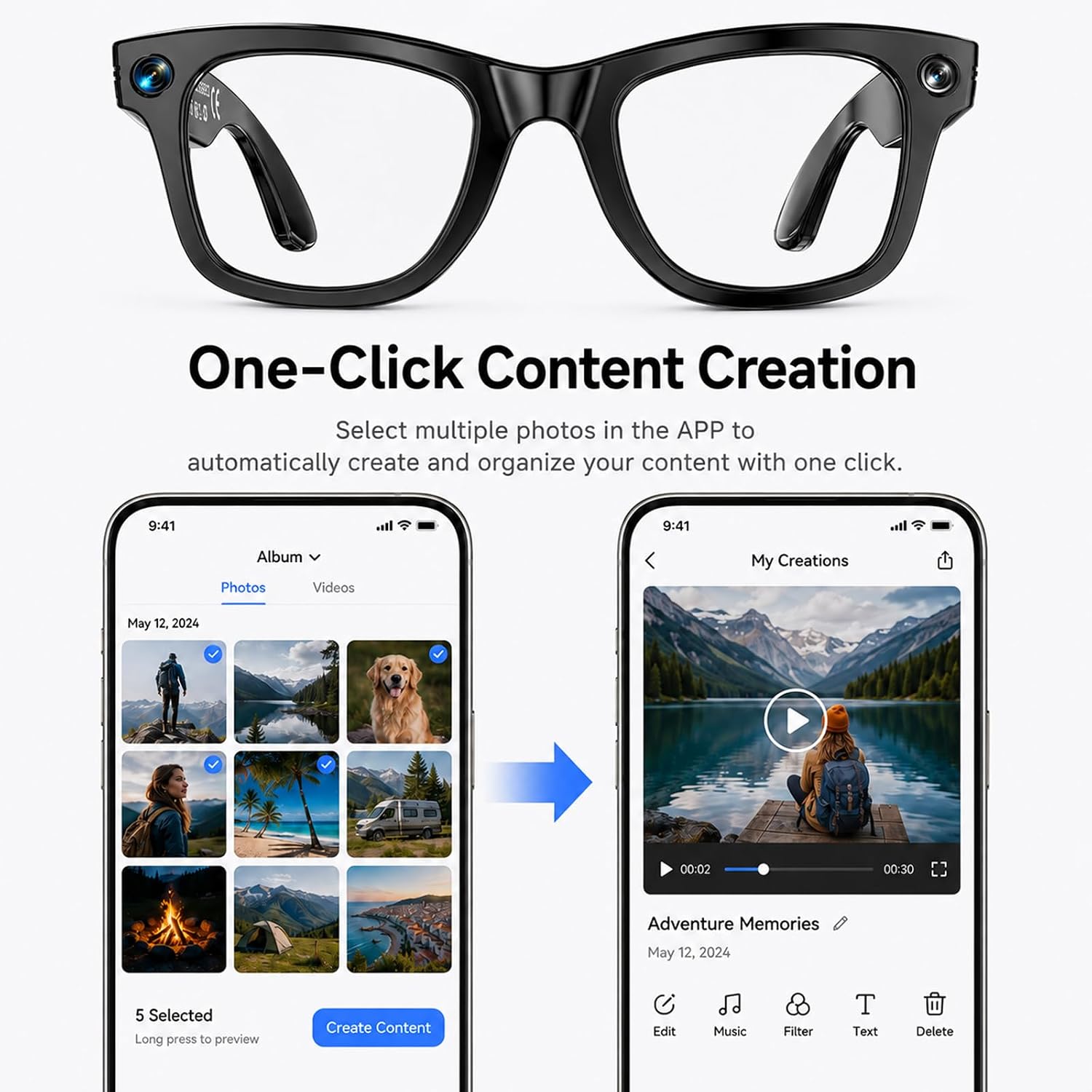 Zygorthla AI Smart Glasses with Camera, 13MP HD Capture, 4K EIS, Transparent Lenses - Image 7